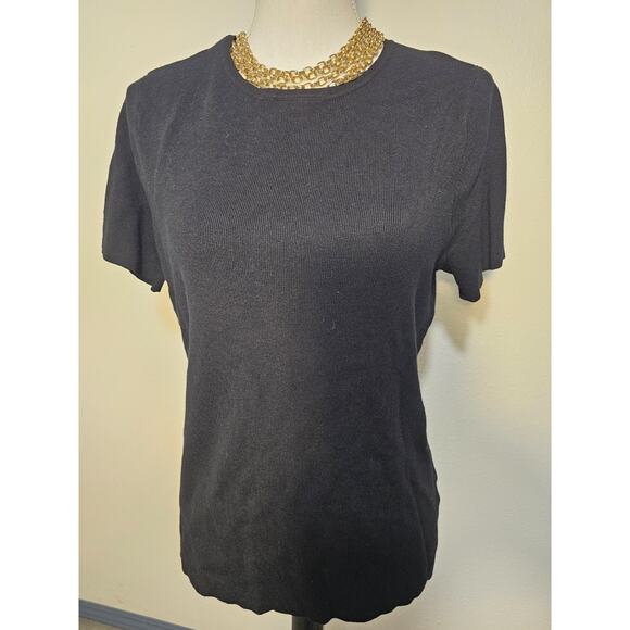 Whisper Knit By Louis Dell'Olio Womens Black Cardigan and Short Sleeve Sweater L - Picture 4 of 7